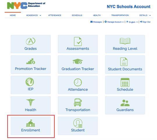 Enrollment in NY Schools Acct
